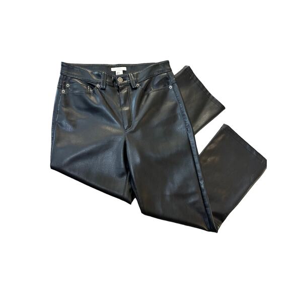 H&M Wide Leg Faux Leather Pants Black - Picture 4 of 5